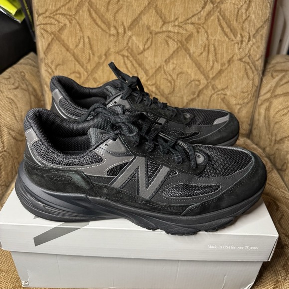 New Balance NB 990V6 U990BB6 Triple Black Made In USA Suede 11 D Excellent! - Picture 4 of 9